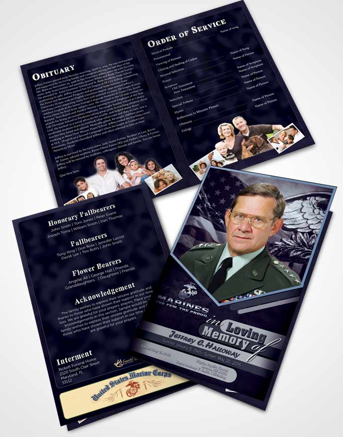 Bifold Order Of Service Obituary Template Brochure 2nd Marines The Few The Proud Sunset.jpg