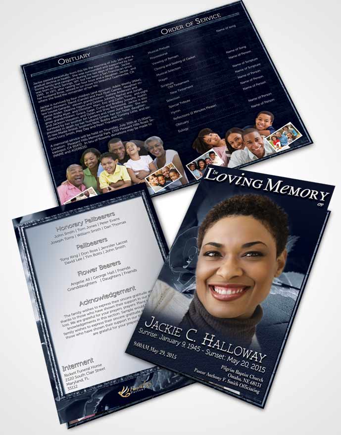 Bifold Order Of Service Obituary Template Brochure A Beautiful Topaz Rose