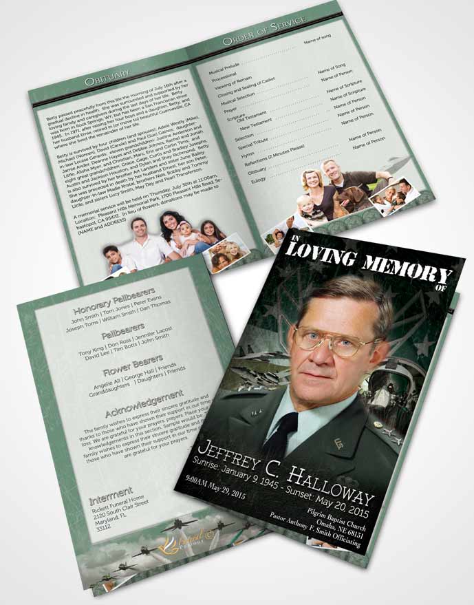 Bifold Order Of Service Obituary Template Brochure Air Force Emerald Salute.jpg