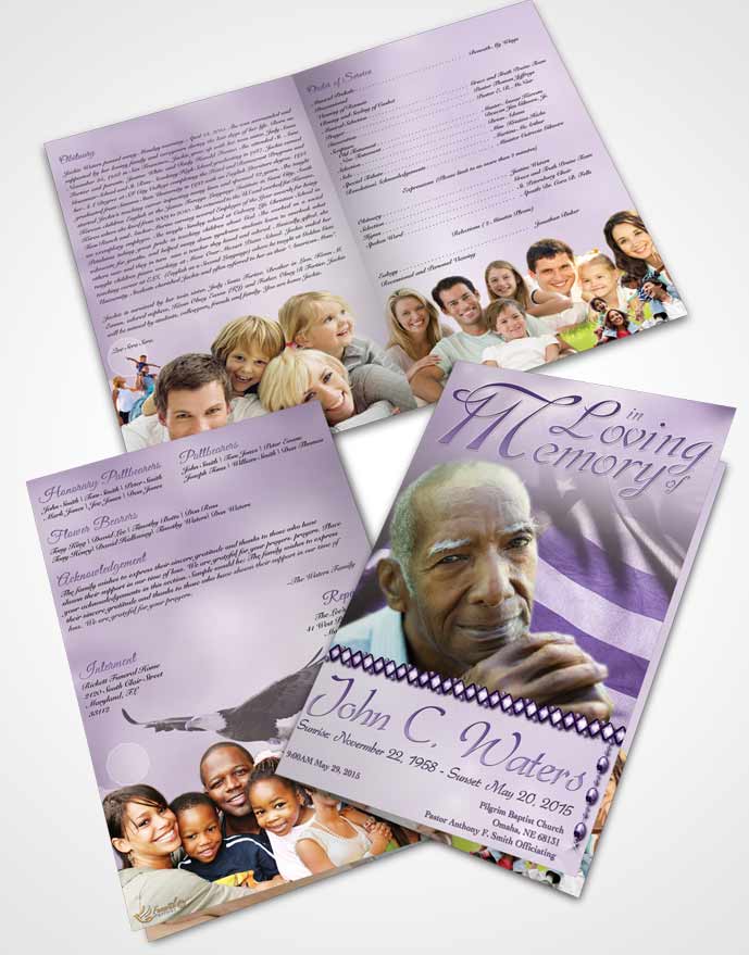 Bifold Order Of Service Obituary Template Brochure American Life Lavender Honor