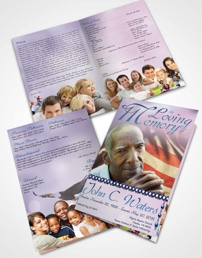 Bifold Order Of Service Obituary Template Brochure American Life Pride