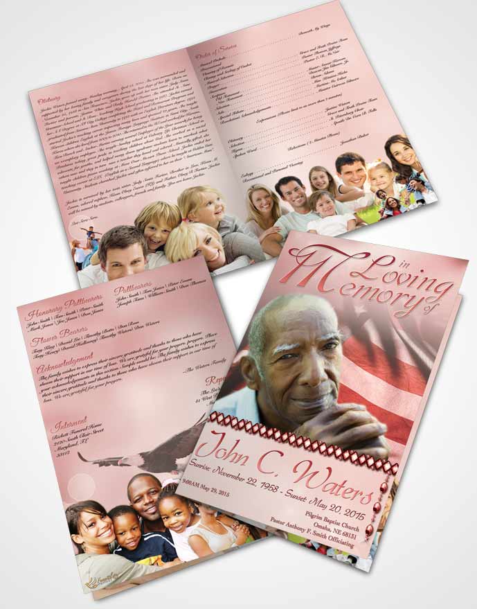 Bifold Order Of Service Obituary Template Brochure American Life Ruby Sunrise