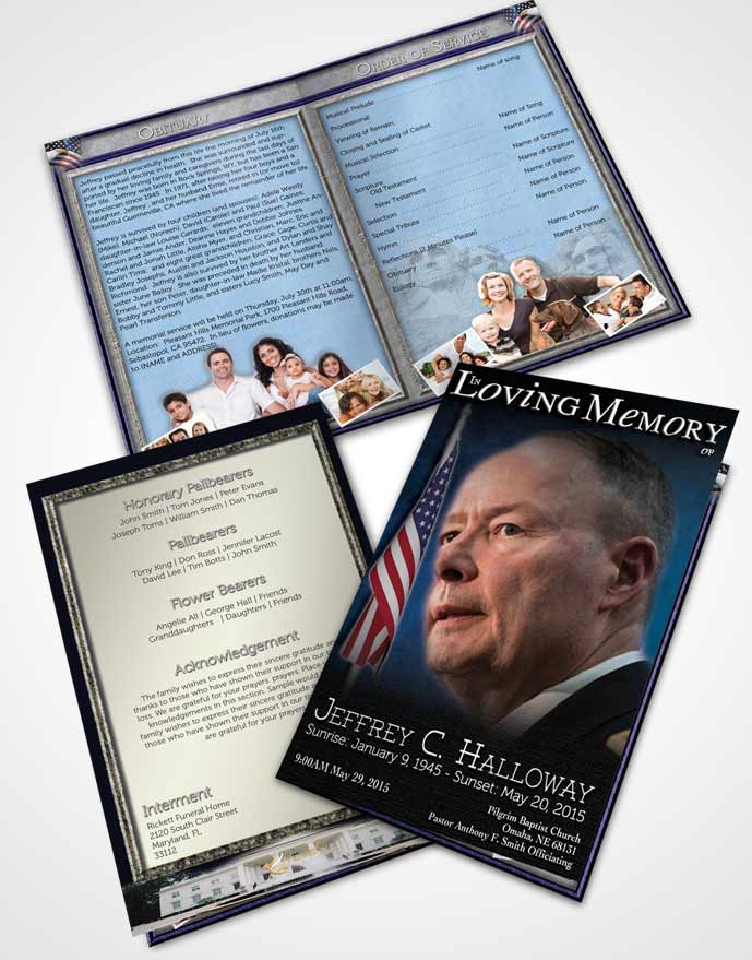 Bifold Order Of Service Obituary Template Brochure American Natural Glory