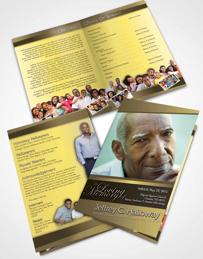 Bifold Order Of Service Obituary Template Brochure At Dusk Tranquility Light