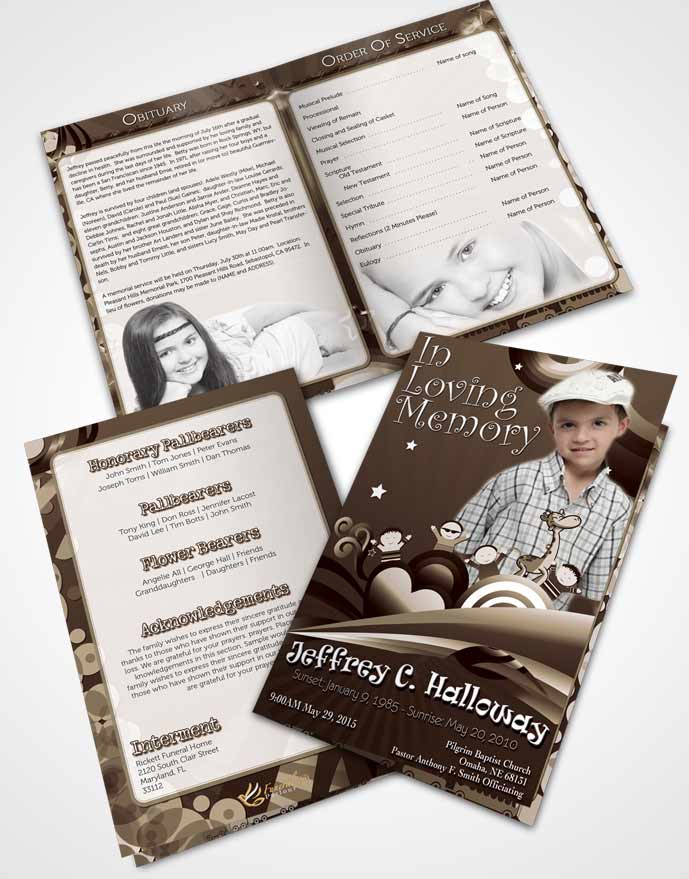 Bifold Order Of Service Obituary Template Brochure Autumn Serenity Childs Journey
