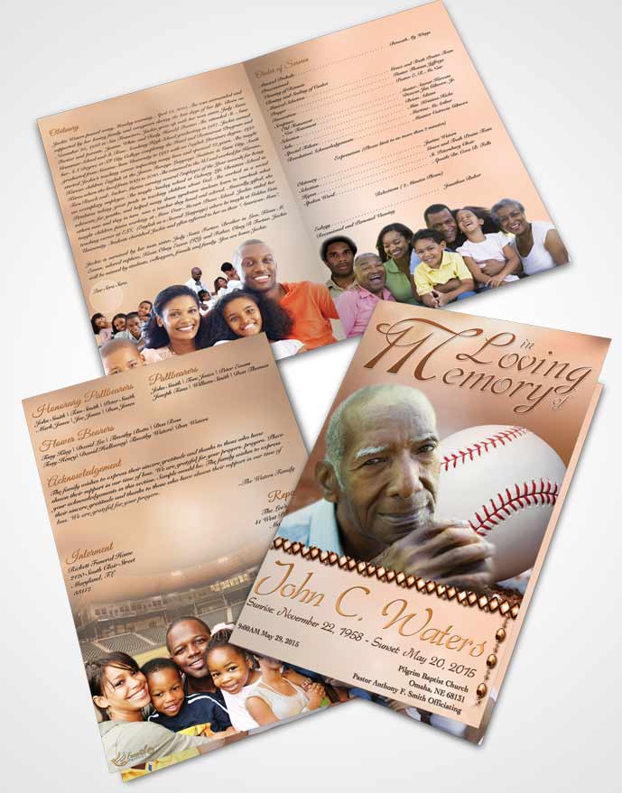 Bifold Order Of Service Obituary Template Brochure Baseball Day Early Morning