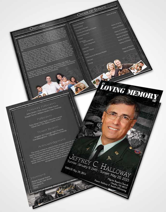 Bifold Order Of Service Obituary Template Brochure Black and White Special Forces Salute.jpg