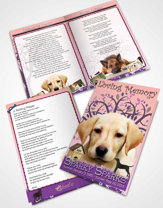 Bifold Order Of Service Obituary Template Brochure Blissful Doggy Heaven