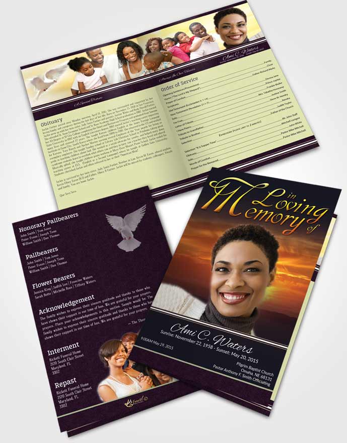 Bifold Order Of Service Obituary Template Brochure Calm Higher Power