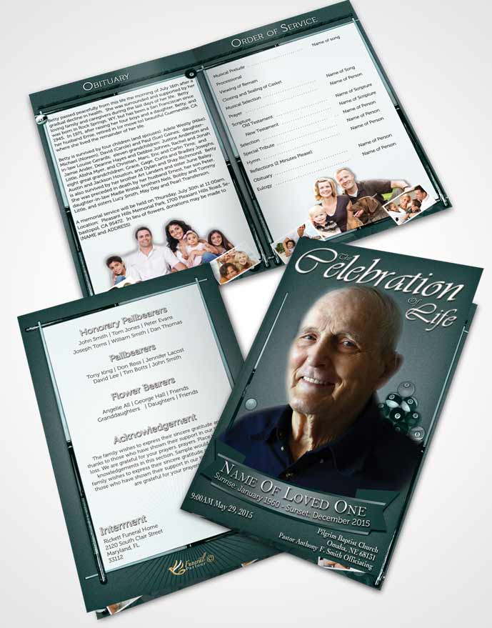 Bifold Order Of Service Obituary Template Brochure Clouds of Water Billiards Desire