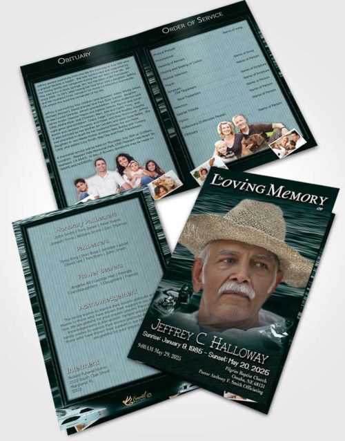 Bifold Order Of Service Obituary Template Brochure Clouds of Water Sports