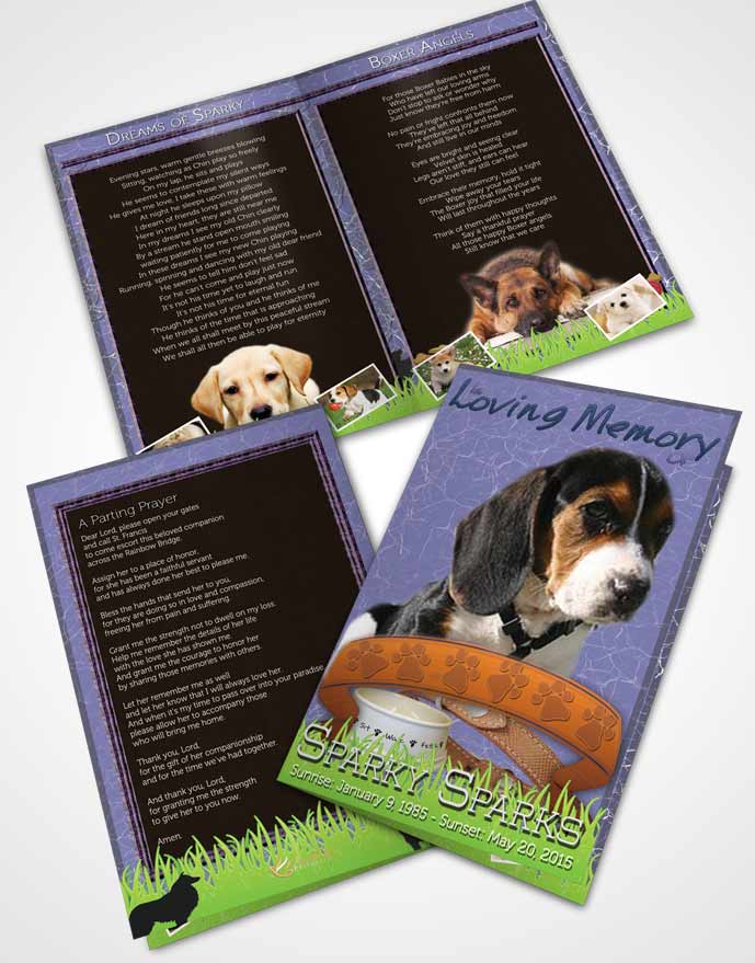 Bifold Order Of Service Obituary Template Brochure Deep Blue Sparky the Dog