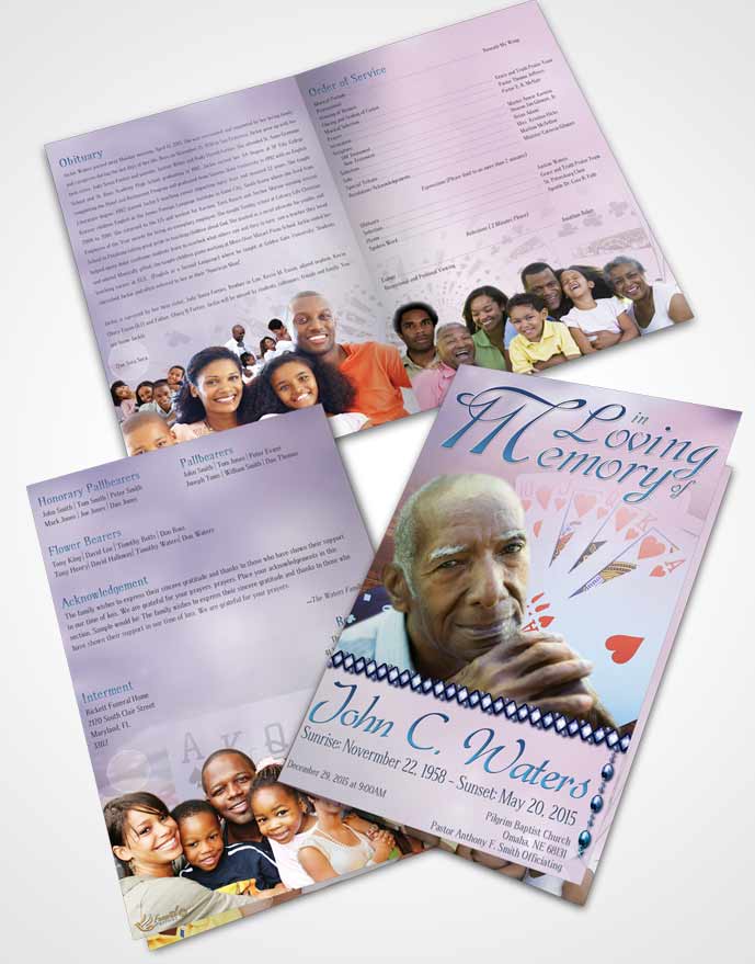 Bifold Order Of Service Obituary Template Brochure Early Morning Royal Flush