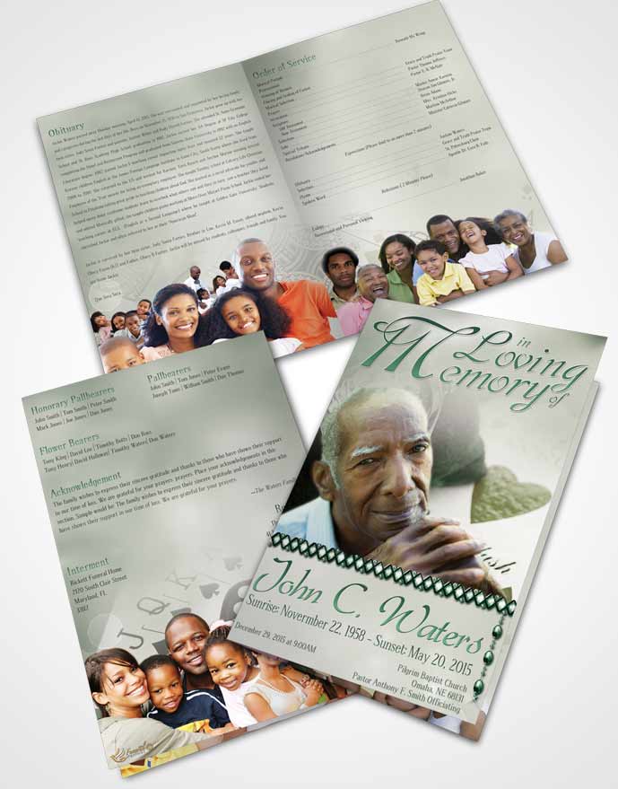 Bifold Order Of Service Obituary Template Brochure Emerald Aces