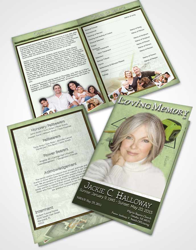 Bifold Order Of Service Obituary Template Brochure Emerald Architect