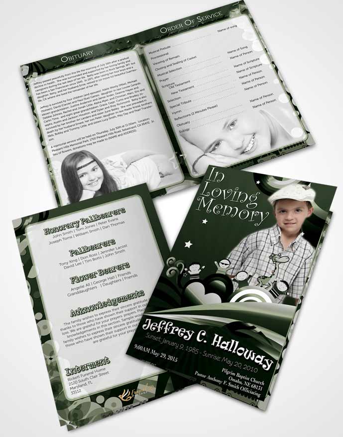 Bifold Order Of Service Obituary Template Brochure Emerald Childs Journey