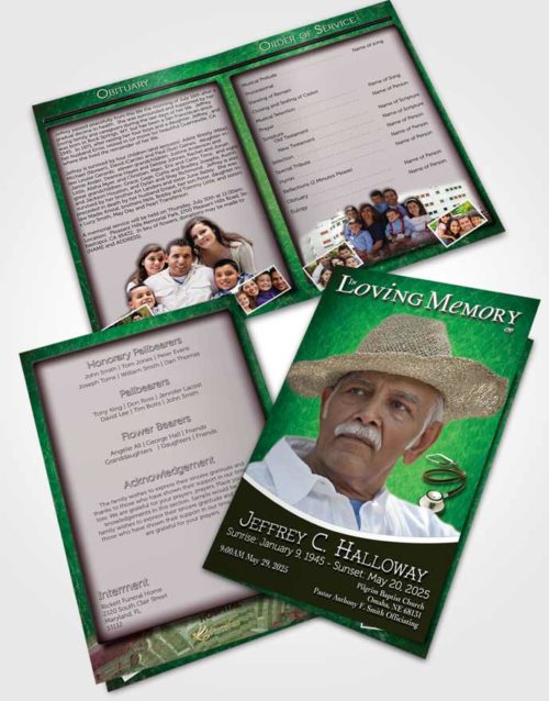 Bifold Order Of Service Obituary Template Brochure Emerald Doctor