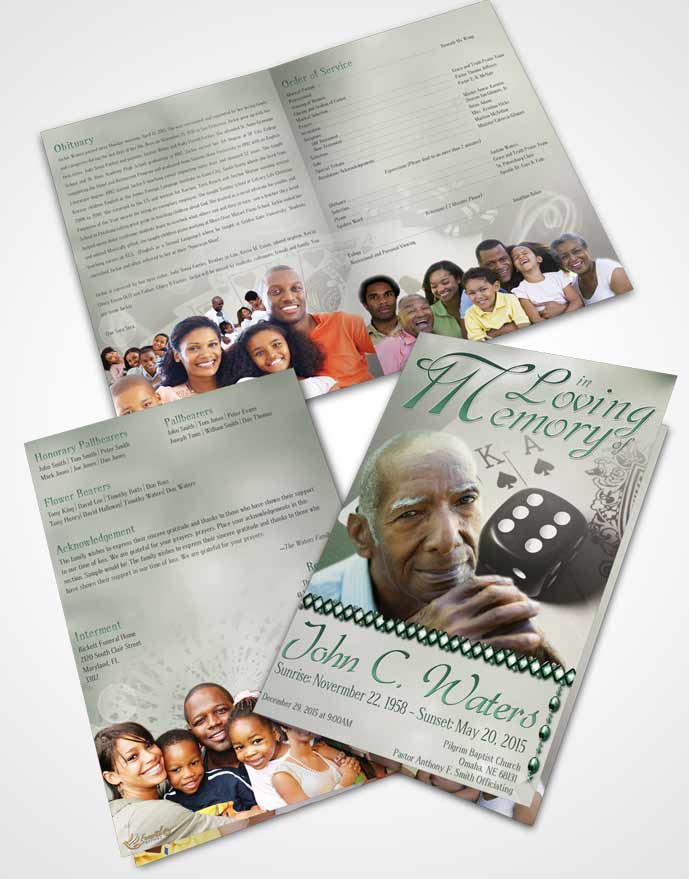 Bifold Order Of Service Obituary Template Brochure Emerald Double Down