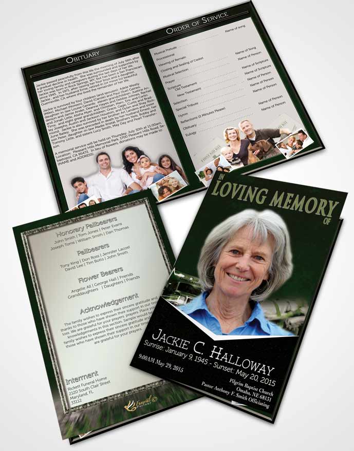 Bifold Order Of Service Obituary Template Brochure Emerald EMT Savior