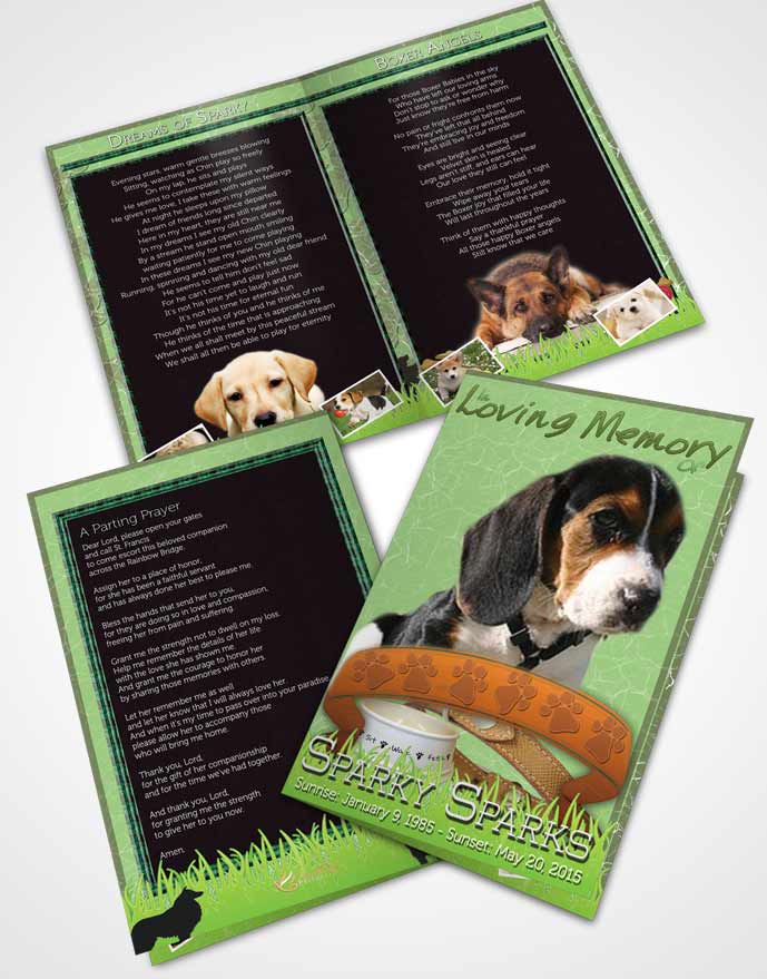 Bifold Order Of Service Obituary Template Brochure Emerald Sparky the Dog