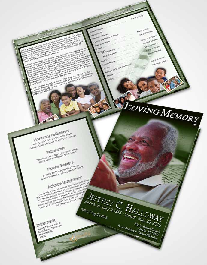 Bifold Order Of Service Obituary Template Brochure Emerald Writer