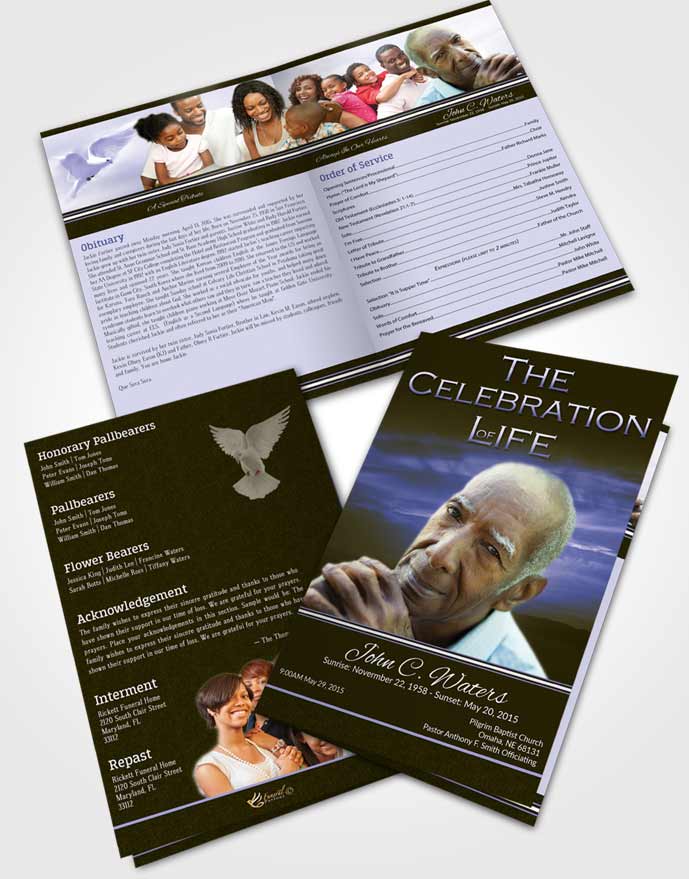 Bifold Order Of Service Obituary Template Brochure Evening Higher Power