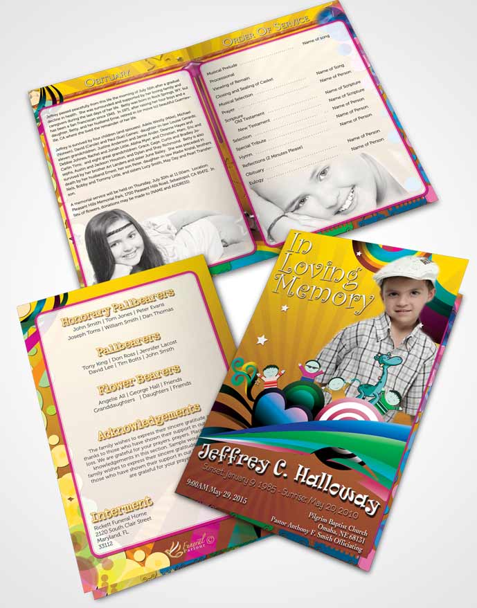 Bifold Order Of Service Obituary Template Brochure Fall Escape Childs Journey