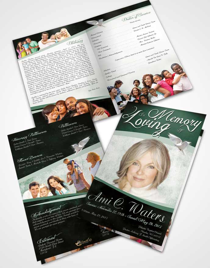 Bifold Order Of Service Obituary Template Brochure Forest Paradise