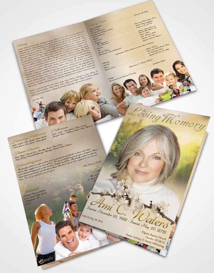 Bifold Order Of Service Obituary Template Brochure Forest River Golden Heritage
