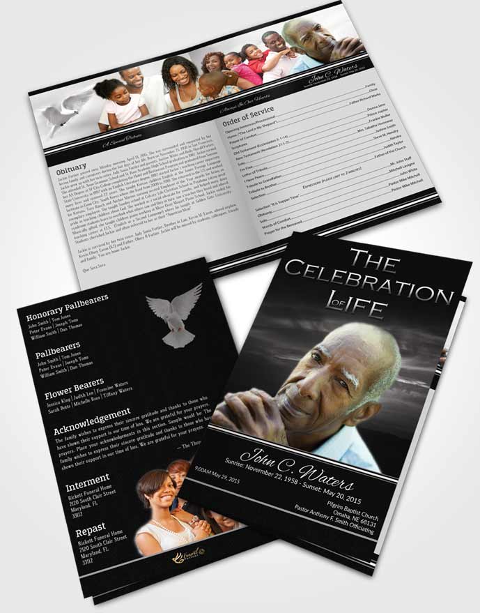 Bifold Order Of Service Obituary Template Brochure Free Higher Power
