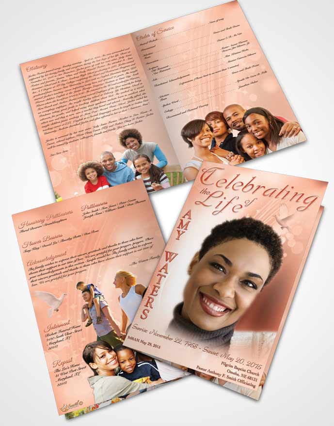 Bifold Order Of Service Obituary Template Brochure Free Spirit Ruby Desire