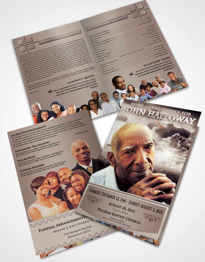 Bifold Order Of Service Obituary Template Brochure Freedom Sparkling Sky
