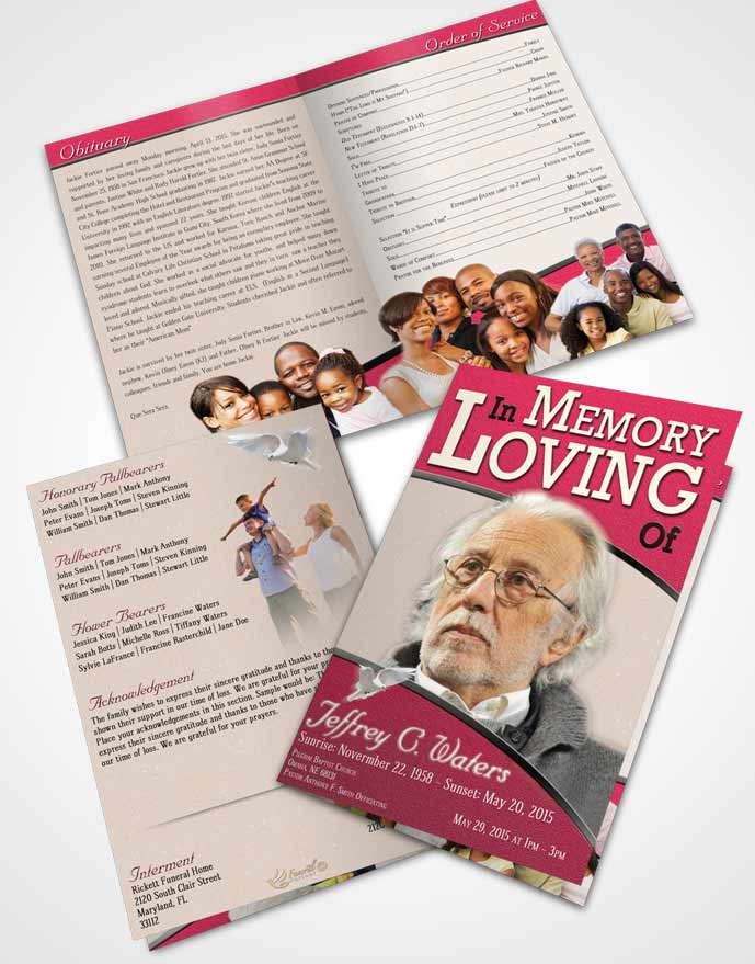 Bifold Order Of Service Obituary Template Brochure Gentle Clarity