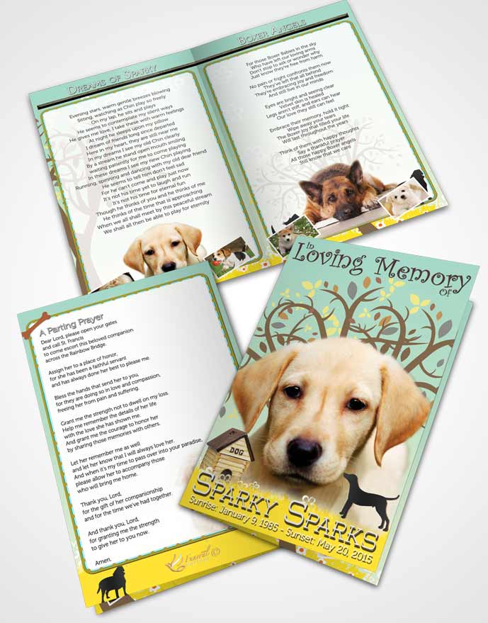 Bifold Order Of Service Obituary Template Brochure Glowing Doggy Heaven