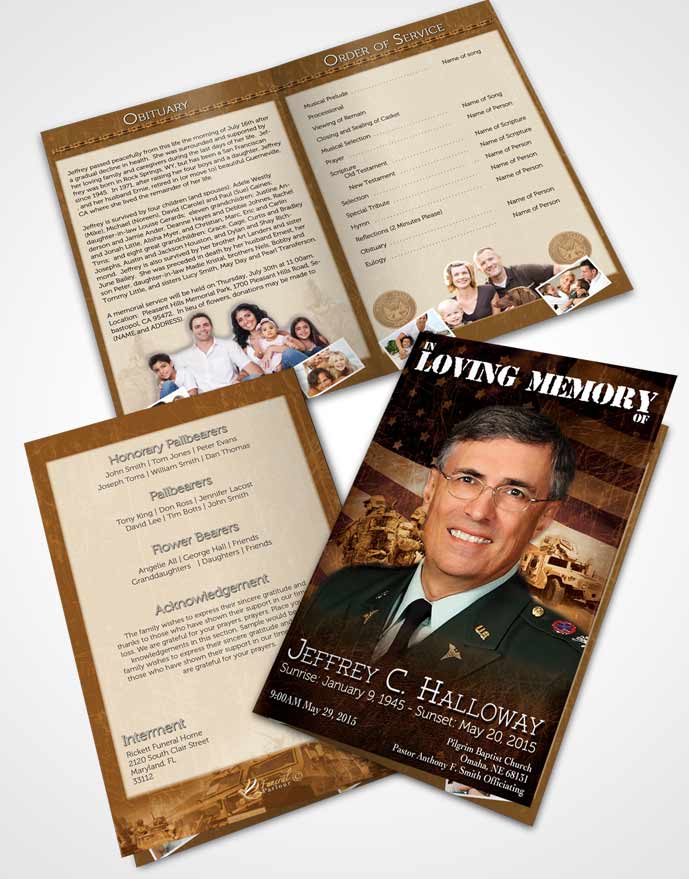 Bifold Order Of Service Obituary Template Brochure Golden Army Salute.jpg