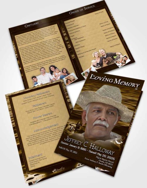 Bifold Order Of Service Obituary Template Brochure Golden Canyon Water Sports