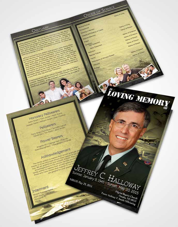 Bifold Order Of Service Obituary Template Brochure Golden Navy Salute.jpg