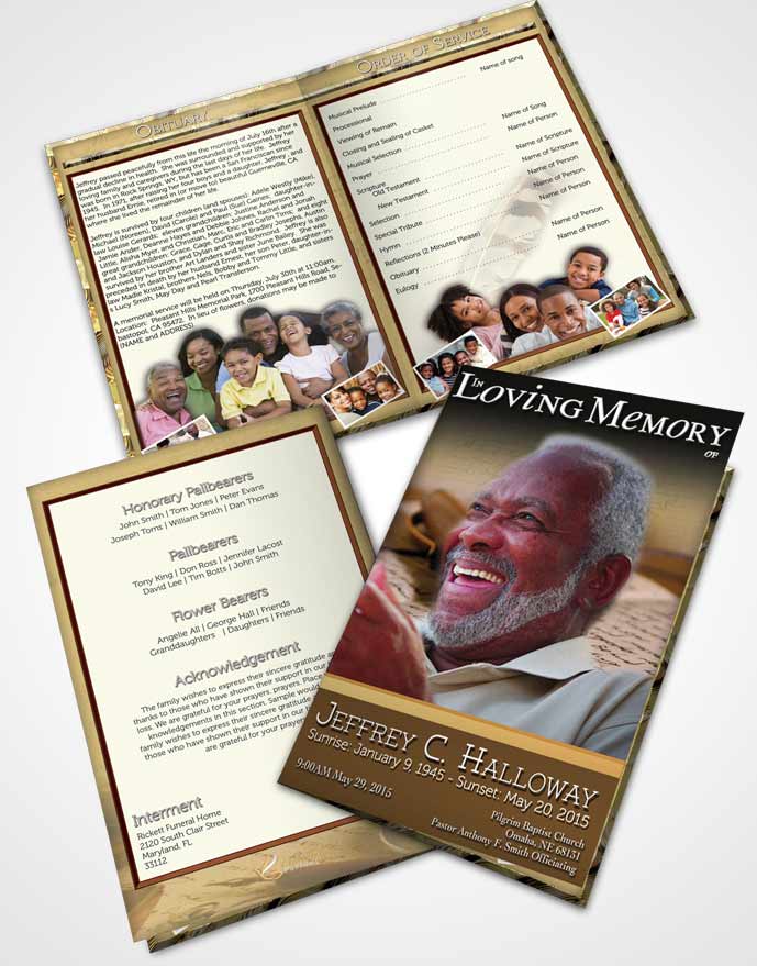 Bifold Order Of Service Obituary Template Brochure Golden Writer