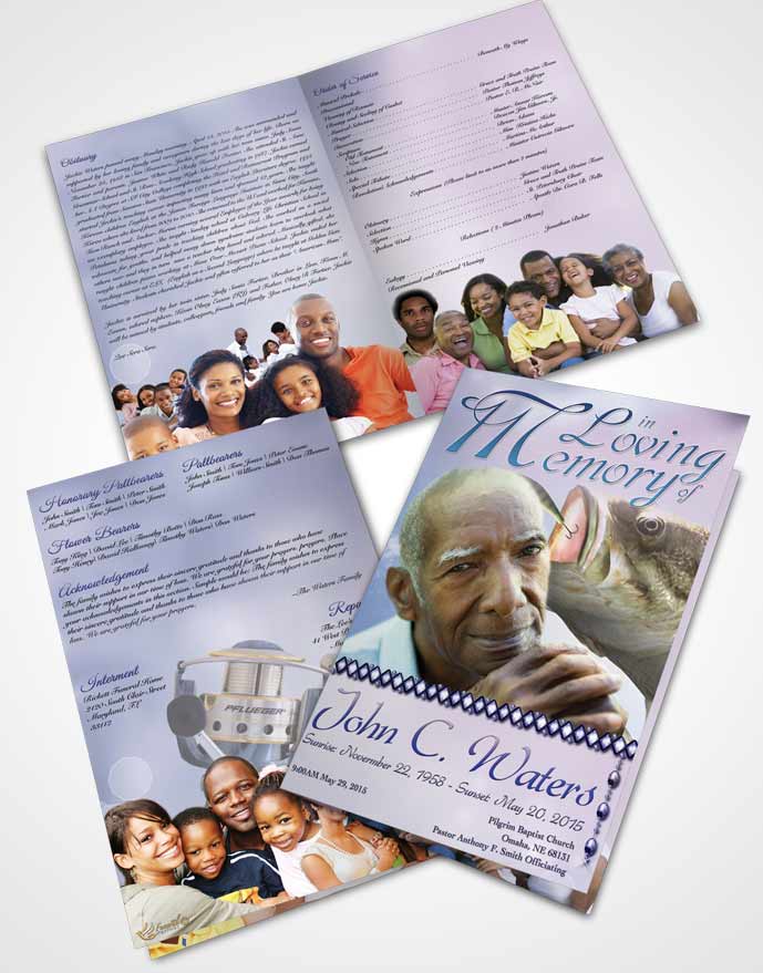 Bifold Order Of Service Obituary Template Brochure Gone Fishing Early Morning