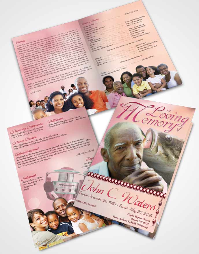 Bifold Order Of Service Obituary Template Brochure Gone Fishing Ruby Dreams