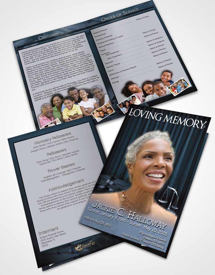 Bifold Order Of Service Obituary Template Brochure Heavenly Blue Judge Justice