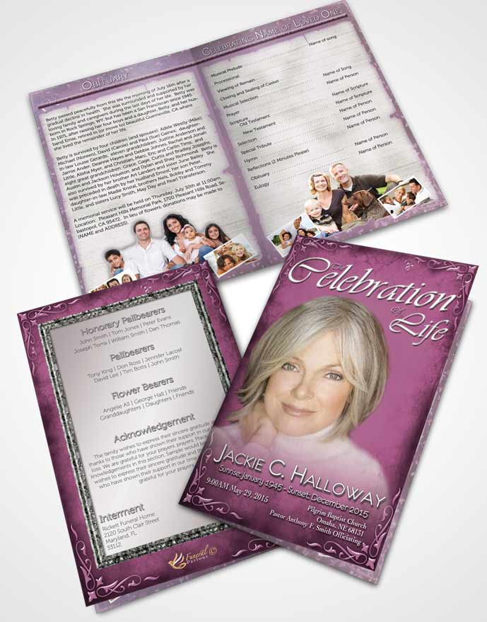 Bifold Order Of Service Obituary Template Brochure Heavens Touch Soft Pink Escape