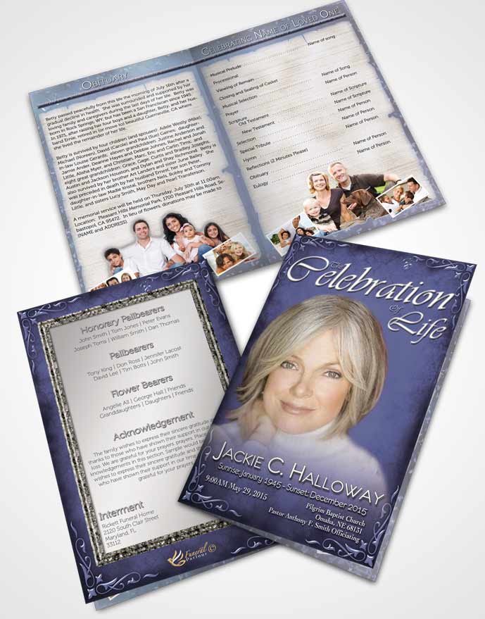Bifold Order Of Service Obituary Template Brochure Heavens Touch Soft Sky