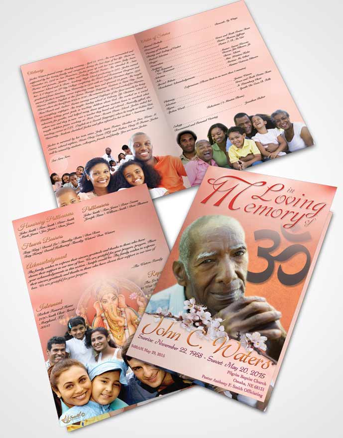 Bifold Order Of Service Obituary Template Brochure Hindu Love Evening Breeze