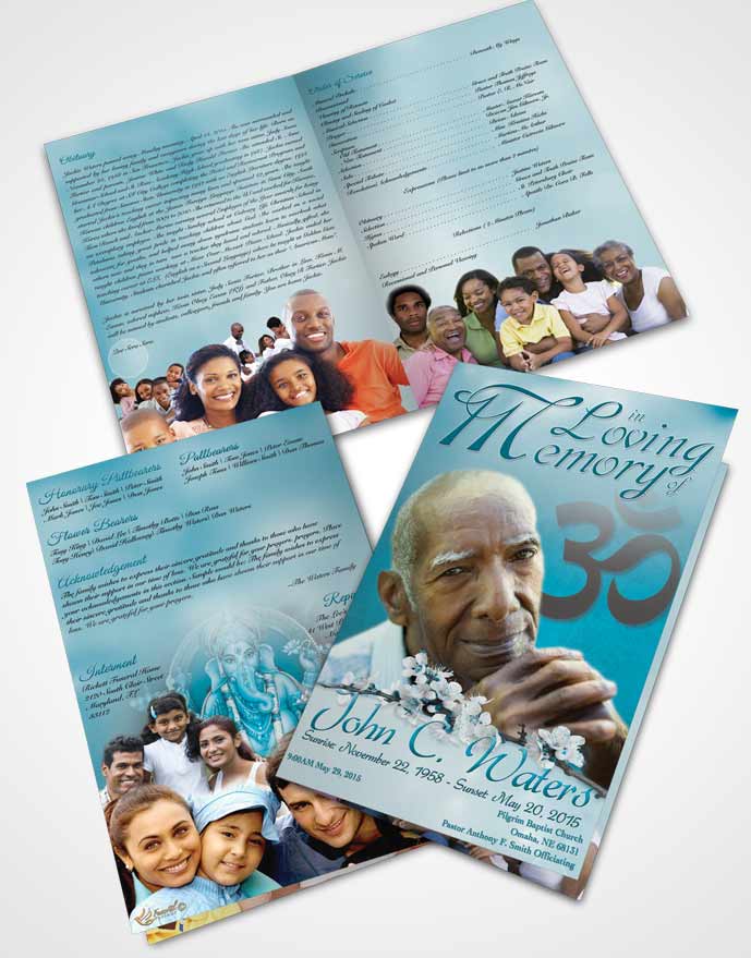 Bifold Order Of Service Obituary Template Brochure Hindu Love Peaceful Ocean
