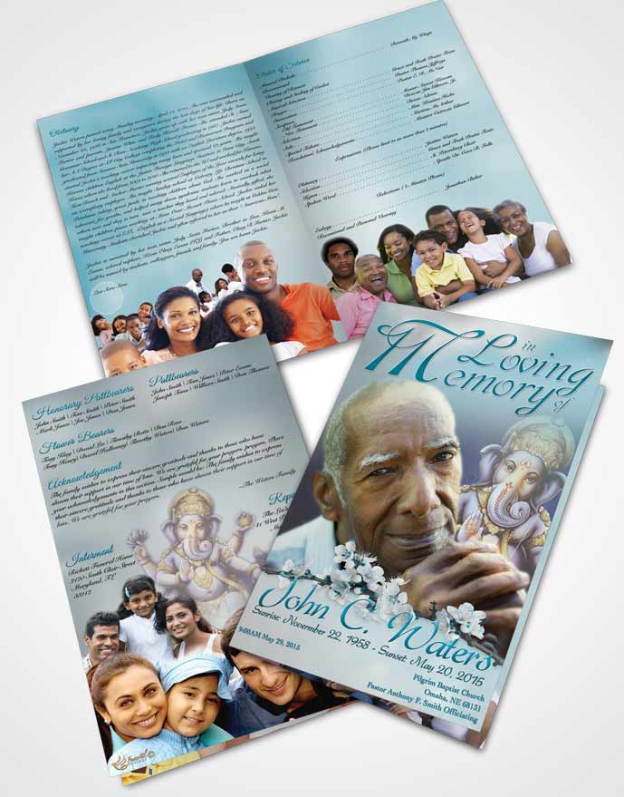Bifold Order Of Service Obituary Template Brochure Hinduism Glory Peaceful Ocean