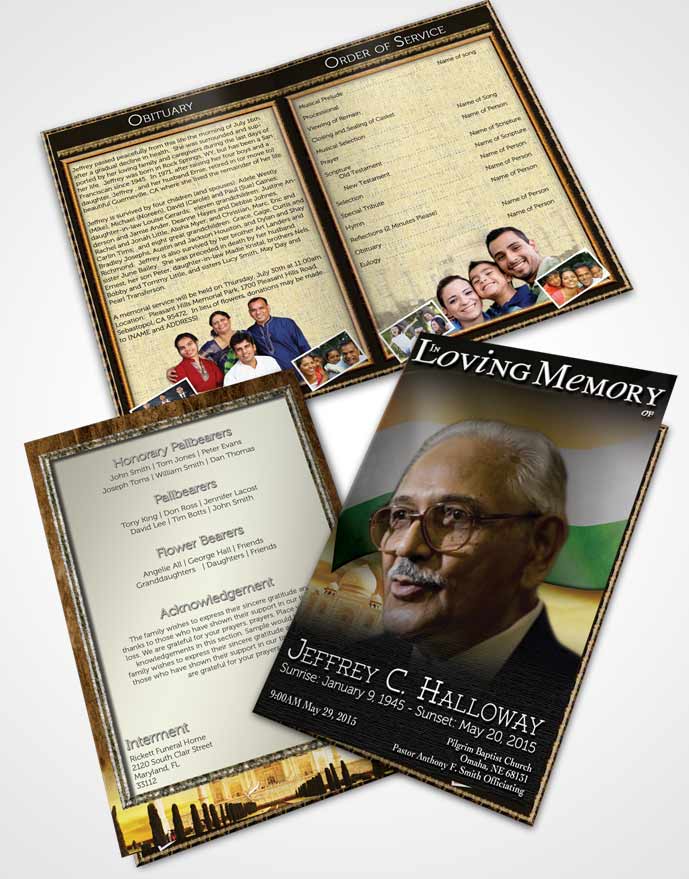 Bifold Order Of Service Obituary Template Brochure Indian Natural Love