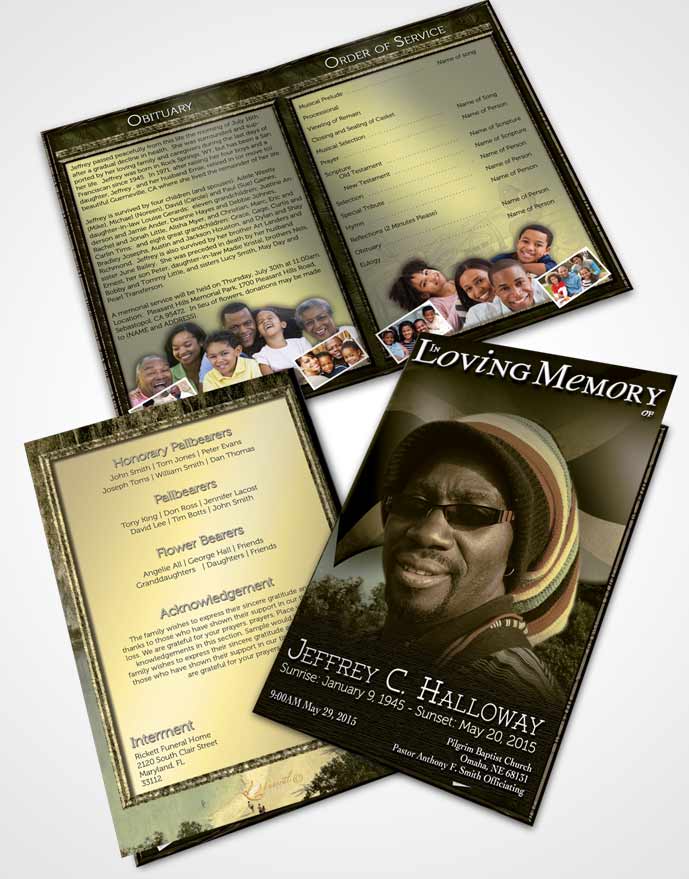 Bifold Order Of Service Obituary Template Brochure Jamaican Golden Beauty