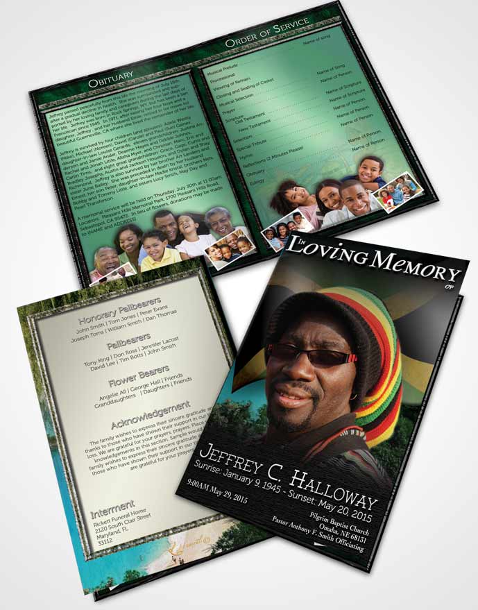 Bifold Order Of Service Obituary Template Brochure Jamaican Natural Beauty