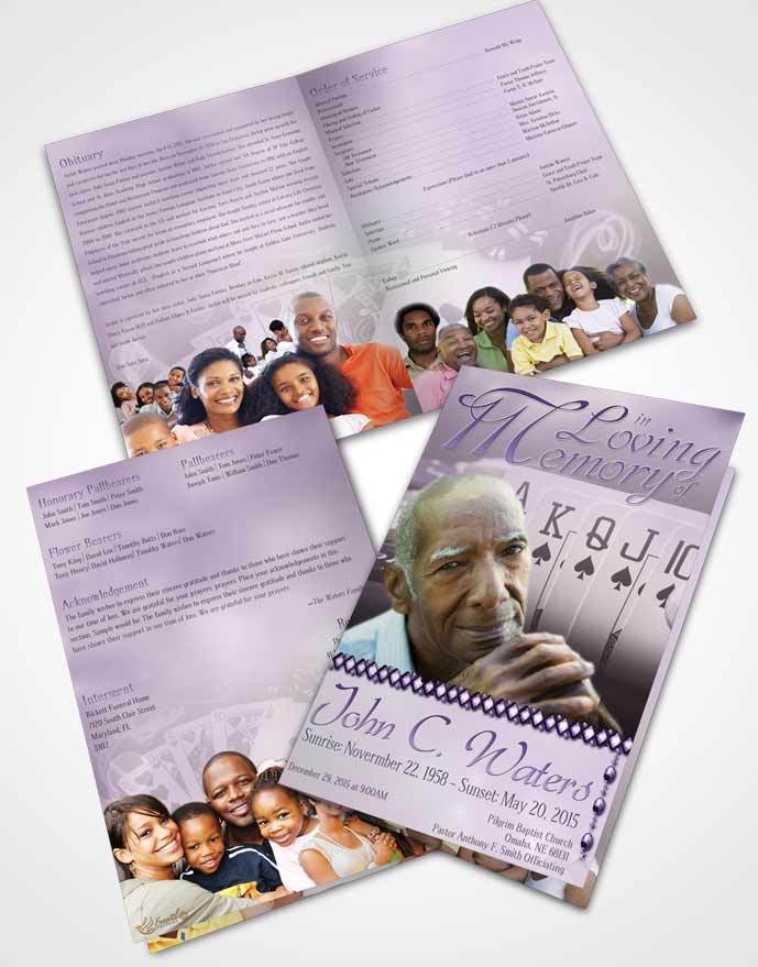 Bifold Order Of Service Obituary Template Brochure Lavender Cards